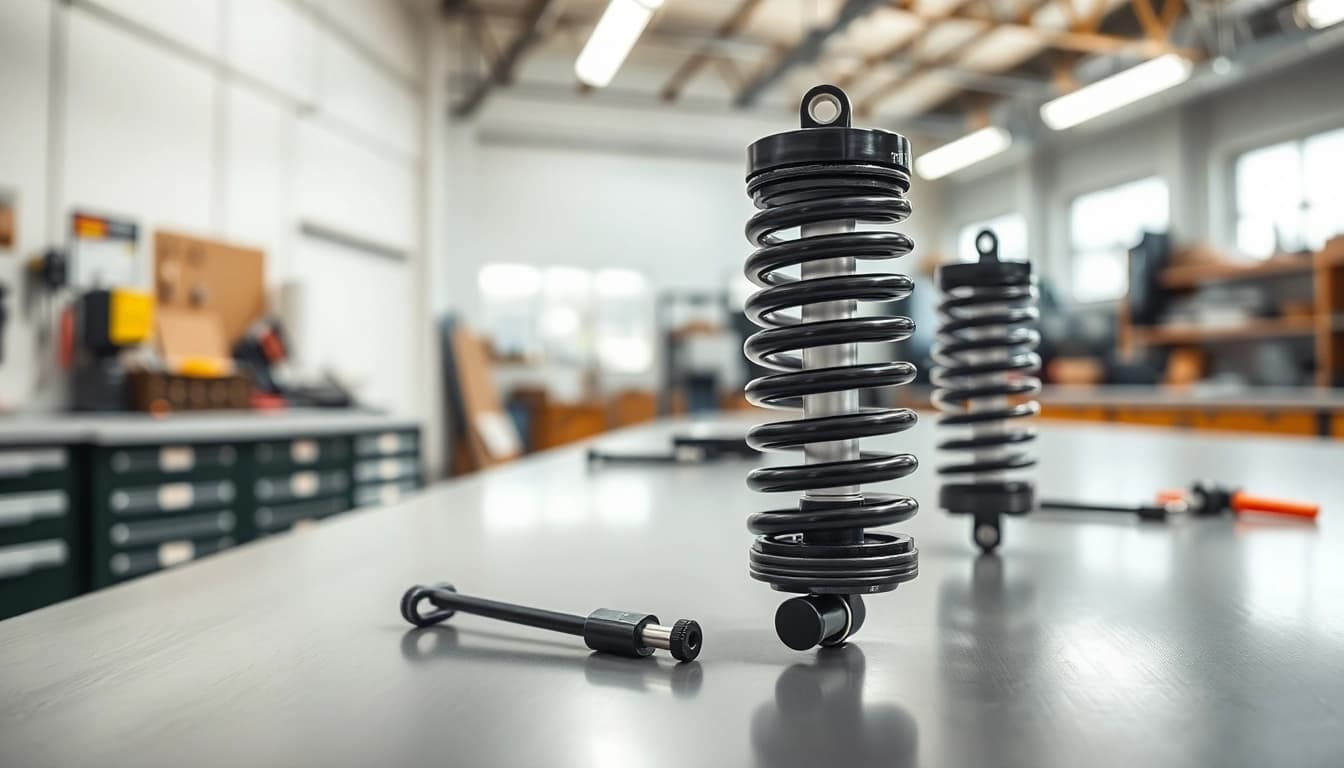 Gas Spring Supplier showcasing high-quality gas springs on a modern workbench.