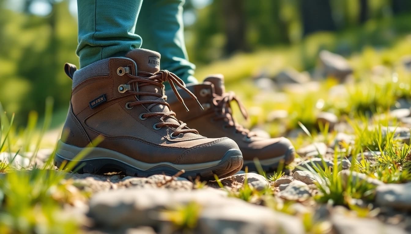 Botas montaña niño en un entorno natural, ideales para aventuras al aire libre.
