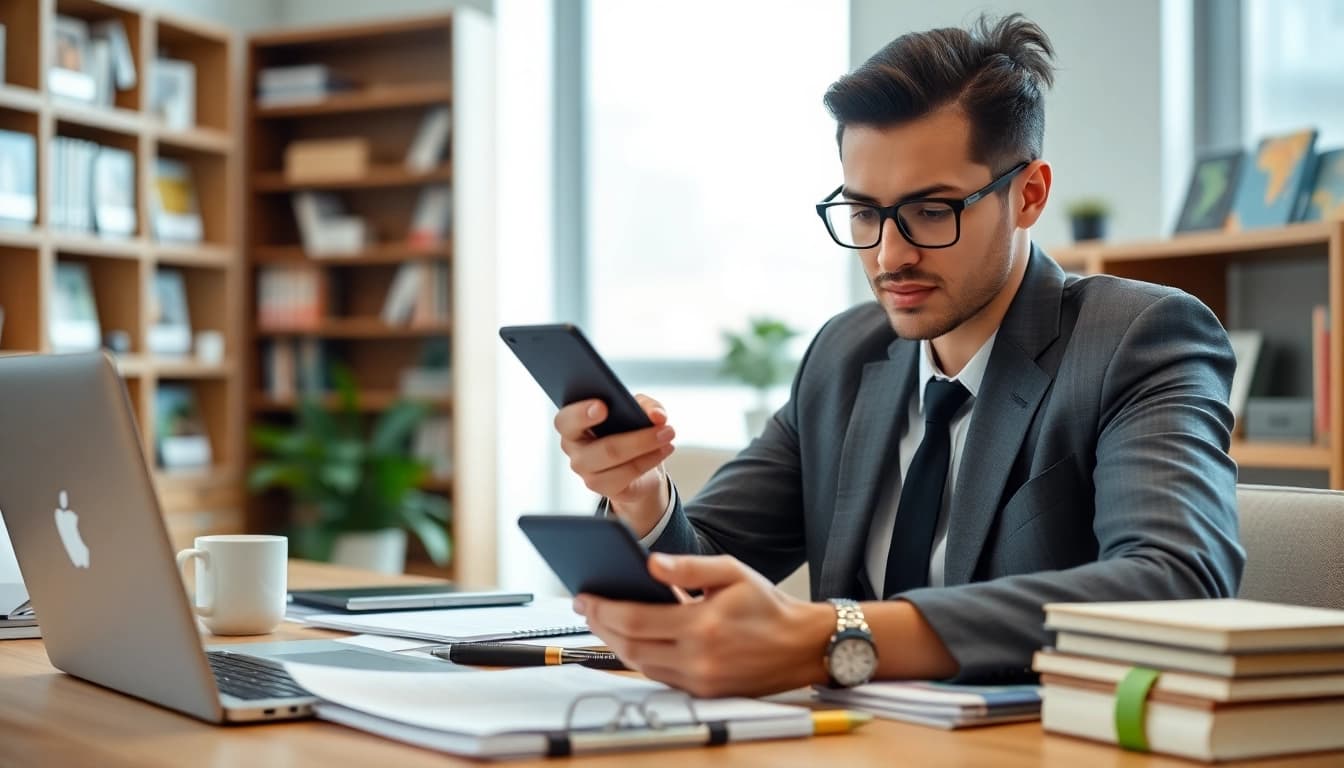 Complete your esta application with confidence in a modern office setting.