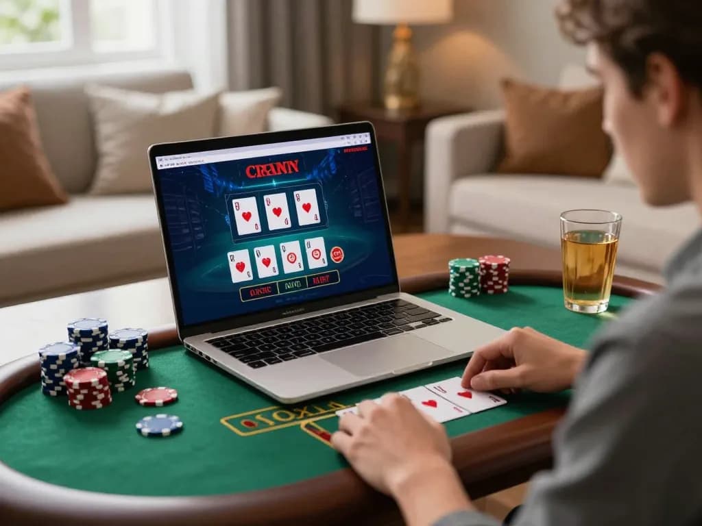 Enjoy playing SC88 live dealer games online with a cozy home setup, capturing strategic gameplay and excitement.