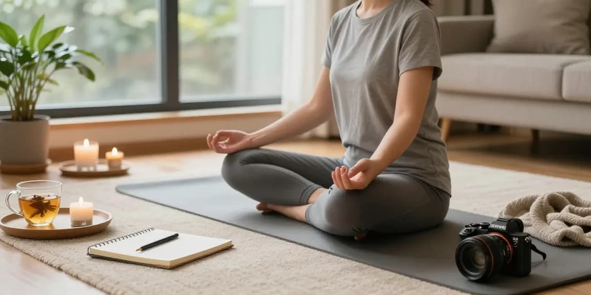 Relaxing home meditation scene featuring rokok88 login for a peaceful lifestyle