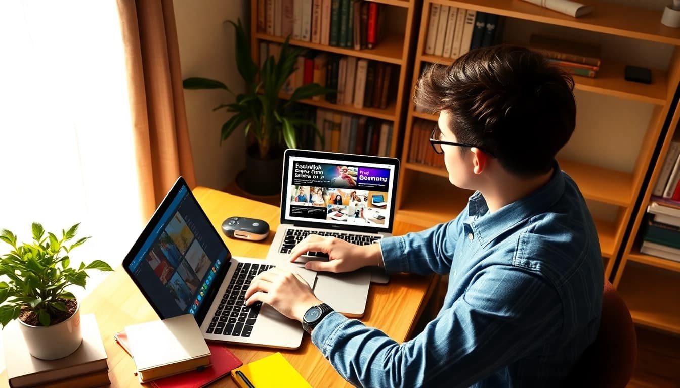 Optimiza tu estudio con un MacBook para estudiantes en un ambiente acogedor.