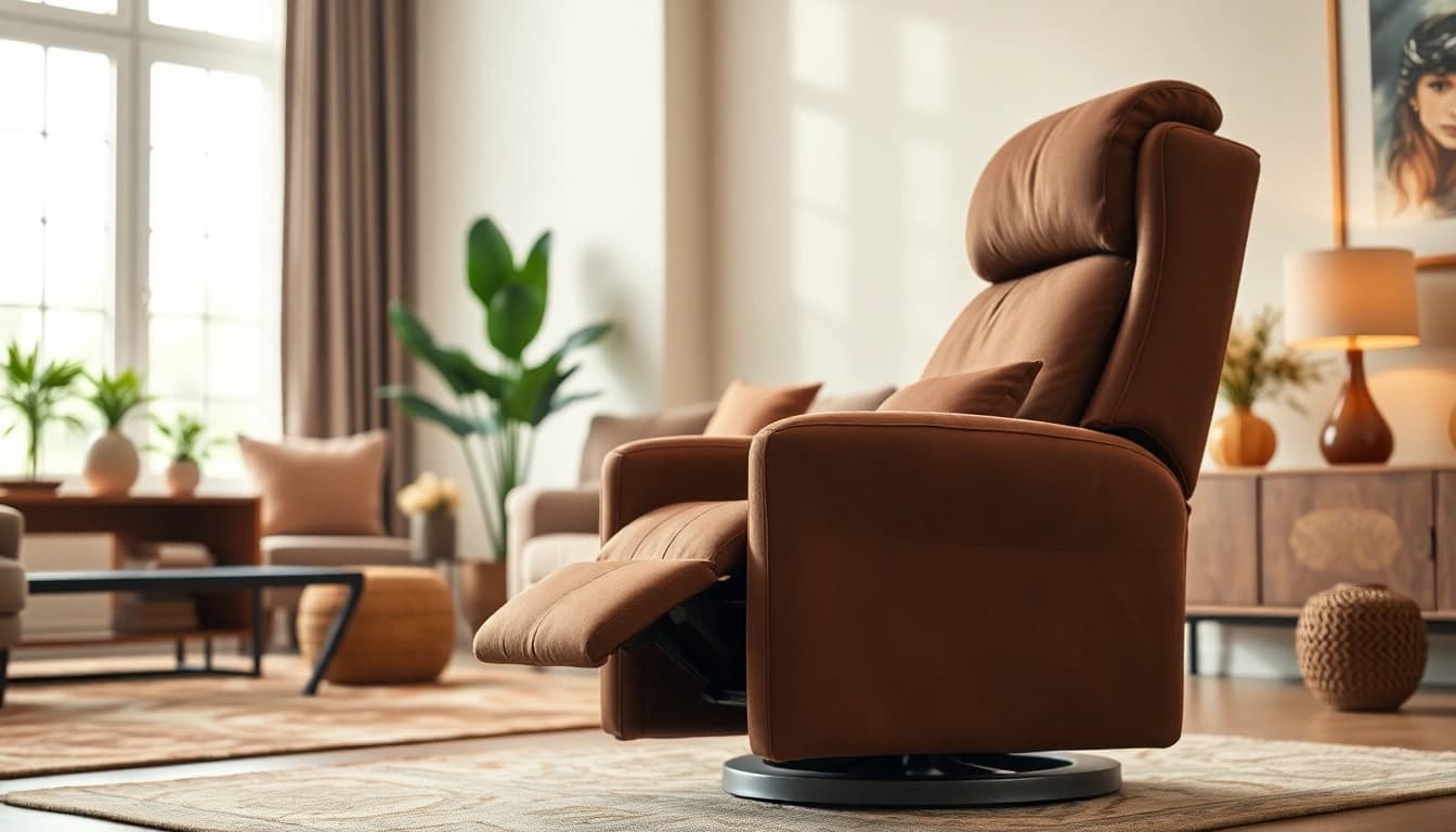 Comfortable lift chair for tall man in an elegant living room setting, emphasizing style and support.