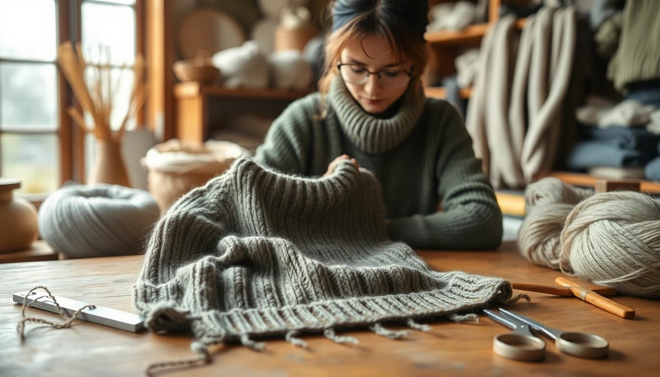 Showcase handcrafted garments from https://www.ound-ound.com, highlighting artisan craftsmanship in natural materials.