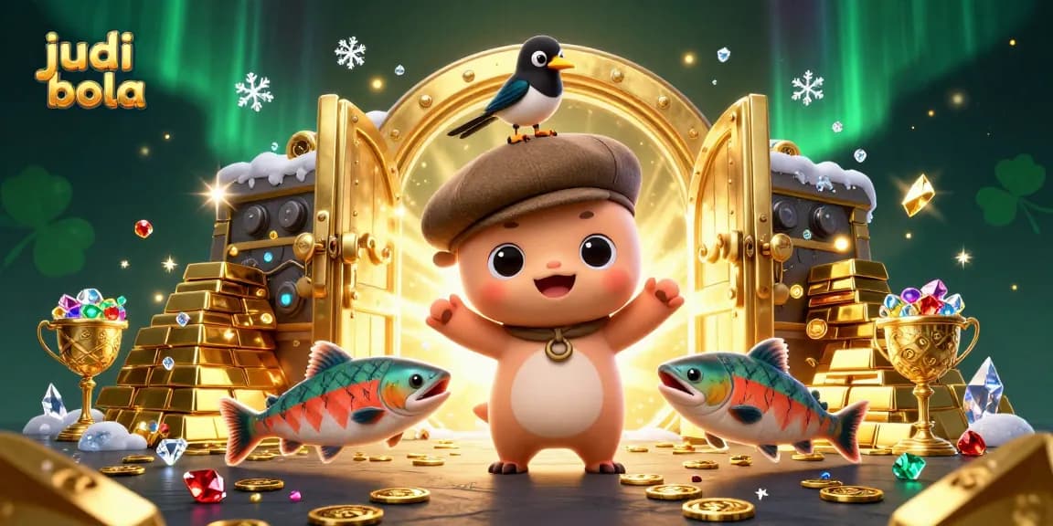 Experience judi bola excitement with cute characters and sparkling treasures in this vibrant casino scene.