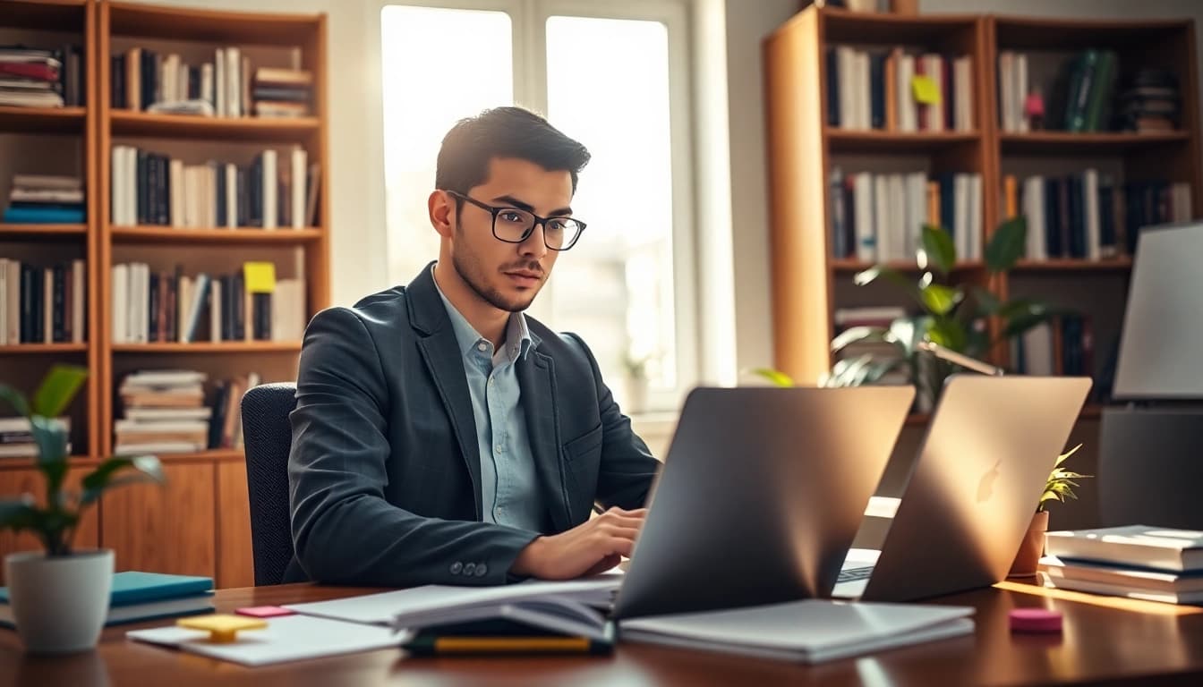 Pay someone to do my comptia exam in a cozy home office setting, showcasing a focused student.