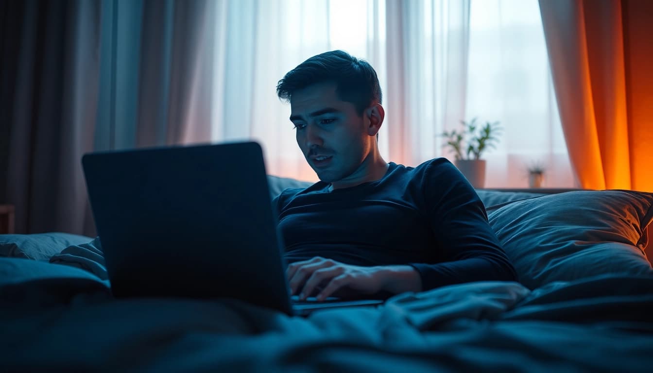 Engaging interaction with an nsfw AI chatbot in a cozy, intimate setting.