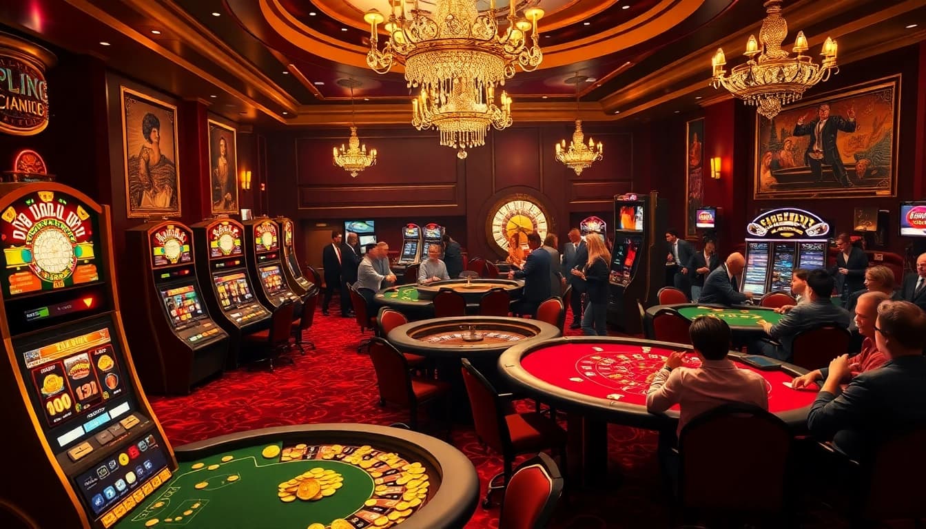 Enjoying a thrilling game at firekills.co.uk casino with vibrant slot machines and engaging players.
