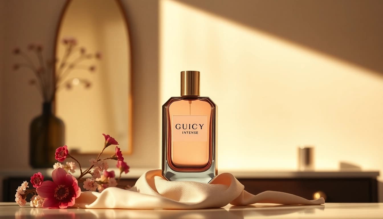 Experience the allure of gucci guilty superdrug with this captivating perfume bottle display.