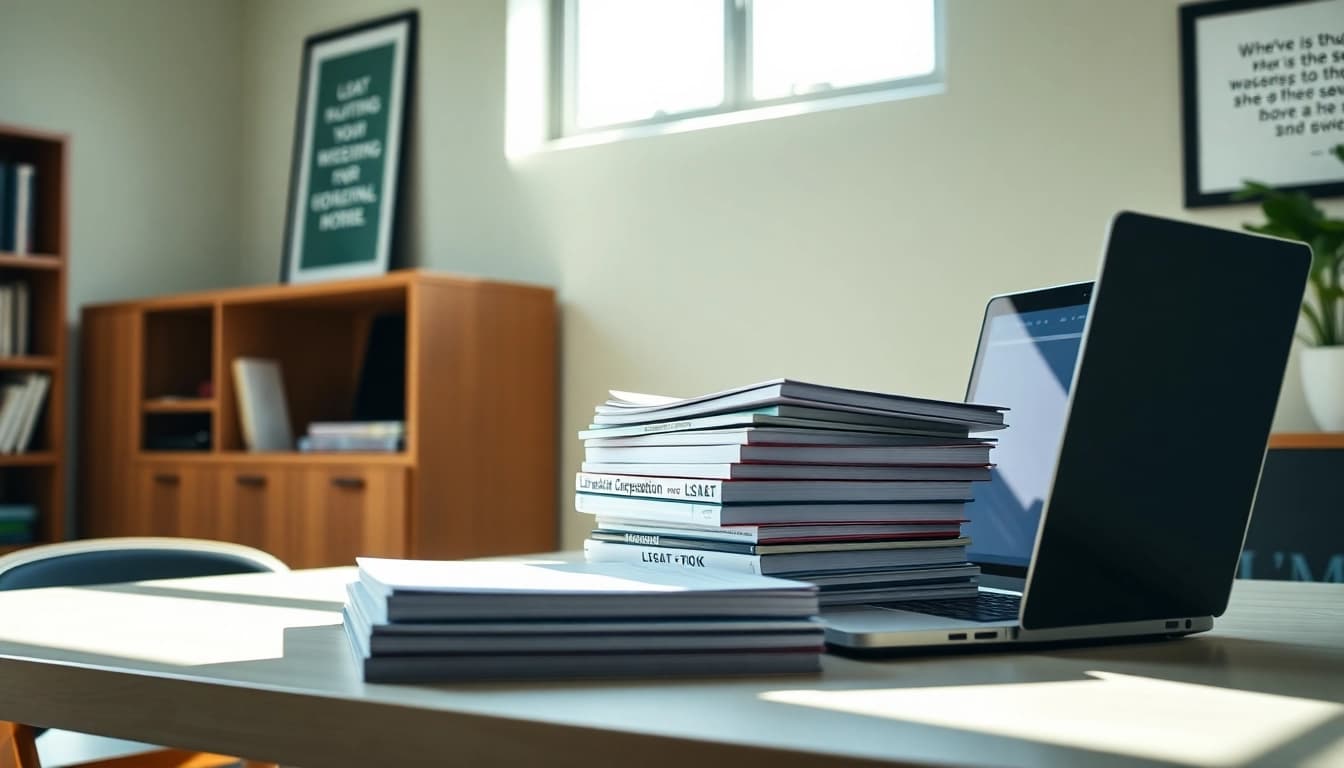 Hire someone to take LSAT for you with an organized study setup and a bright, focused atmosphere.