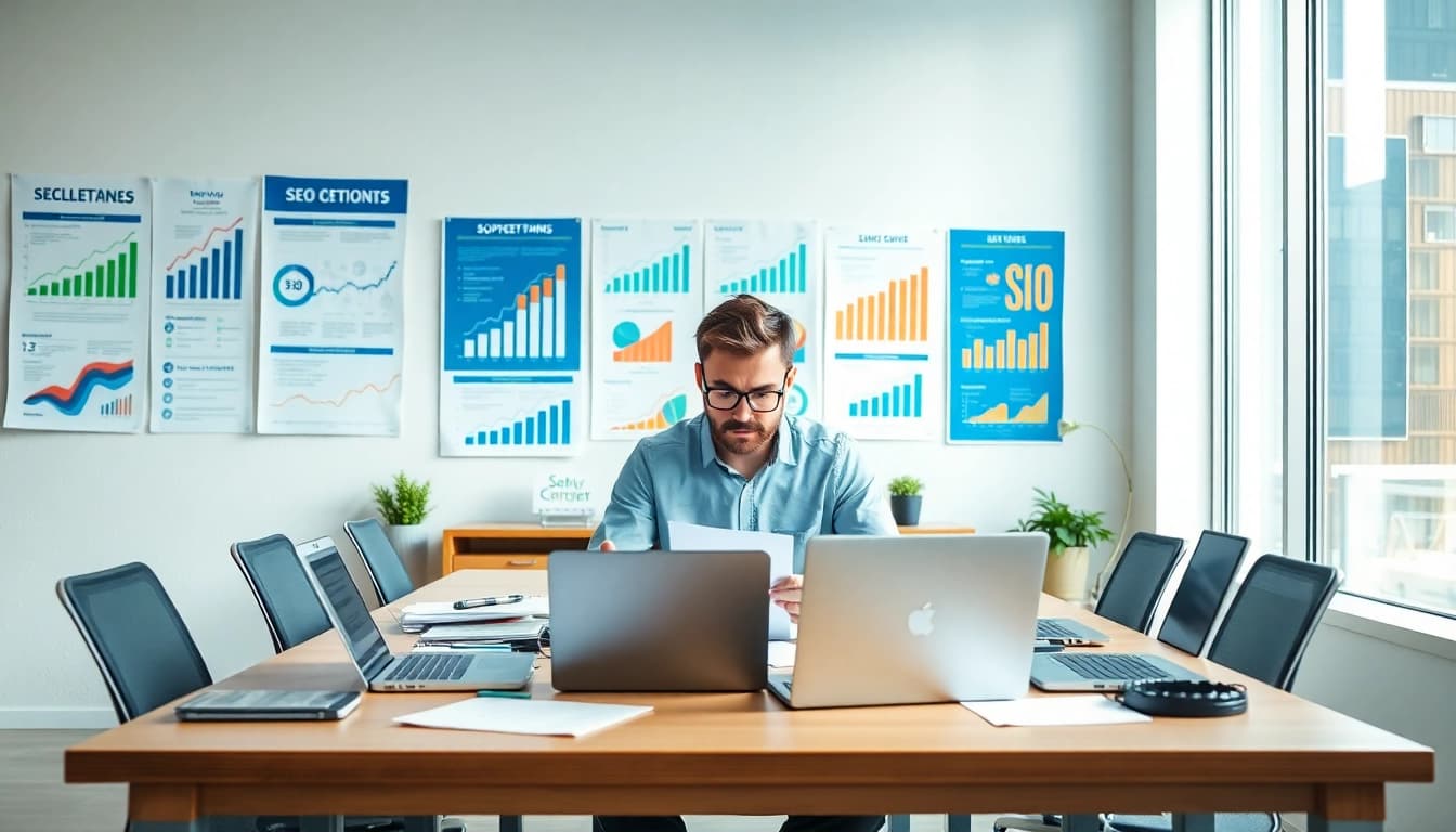 Implementing seo for perplexity strategies in a vibrant office environment