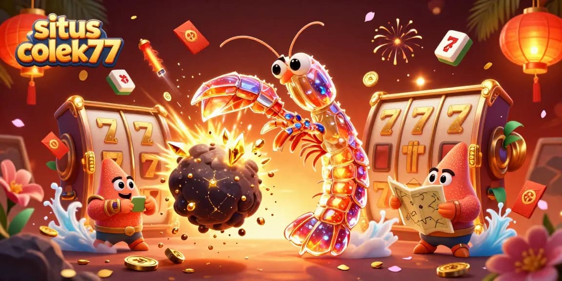 Spin to win on situs colek77 with a galactic samurai and slot reels amidst a rich, colorful backdrop.