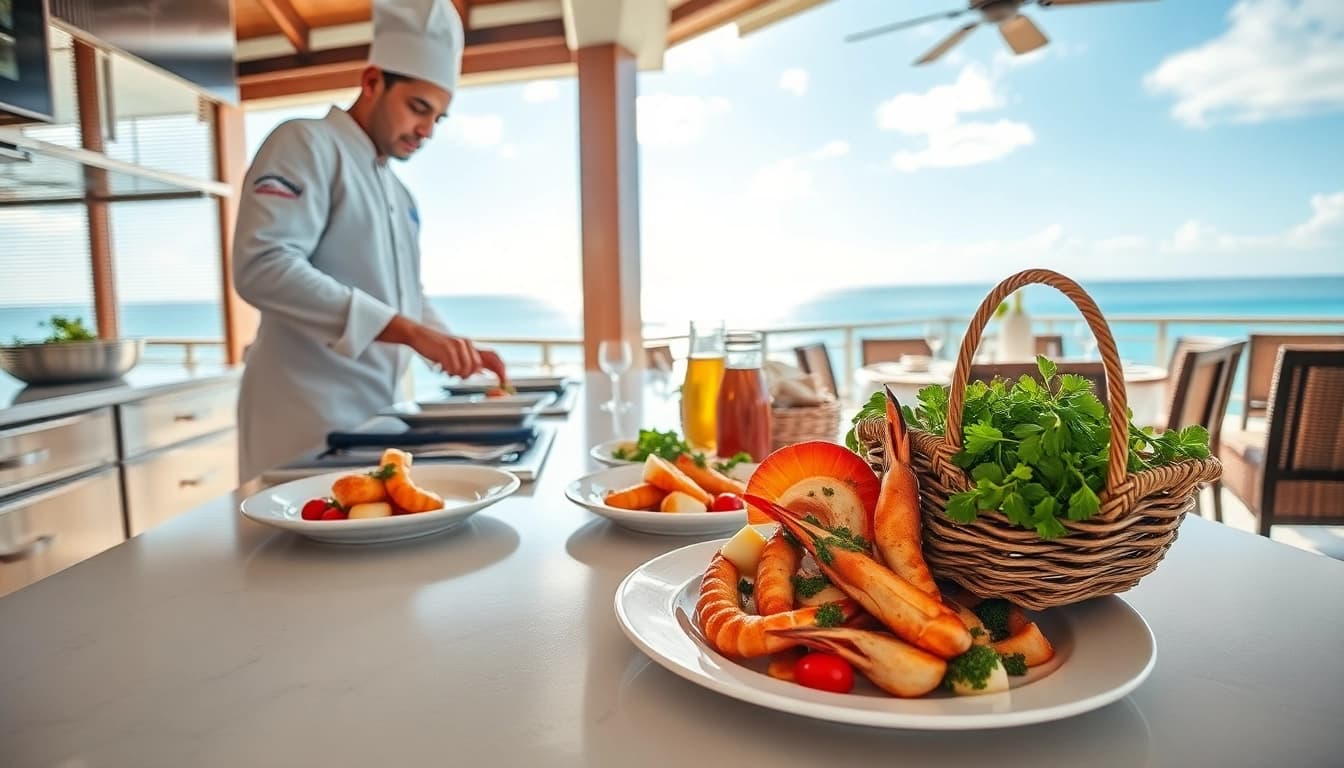Experience private chef st martin preparing exquisite meals in a luxury villa kitchen.