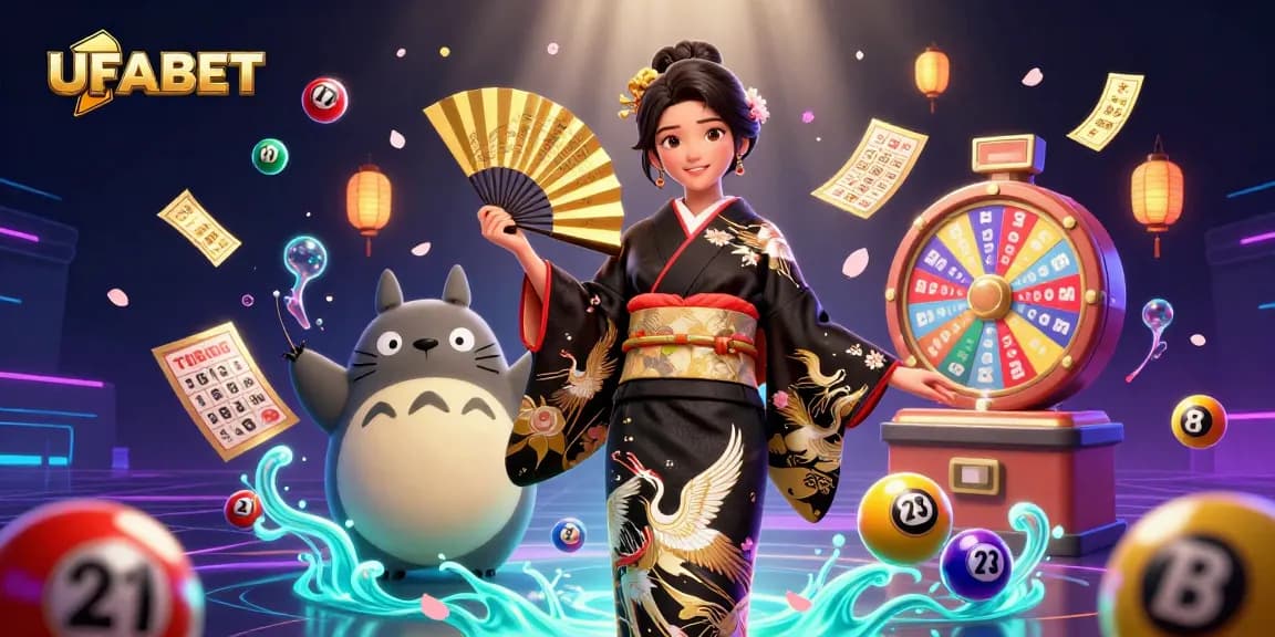 UFABET promotes exciting online gambling with dynamic lottery balls and vibrant game elements.