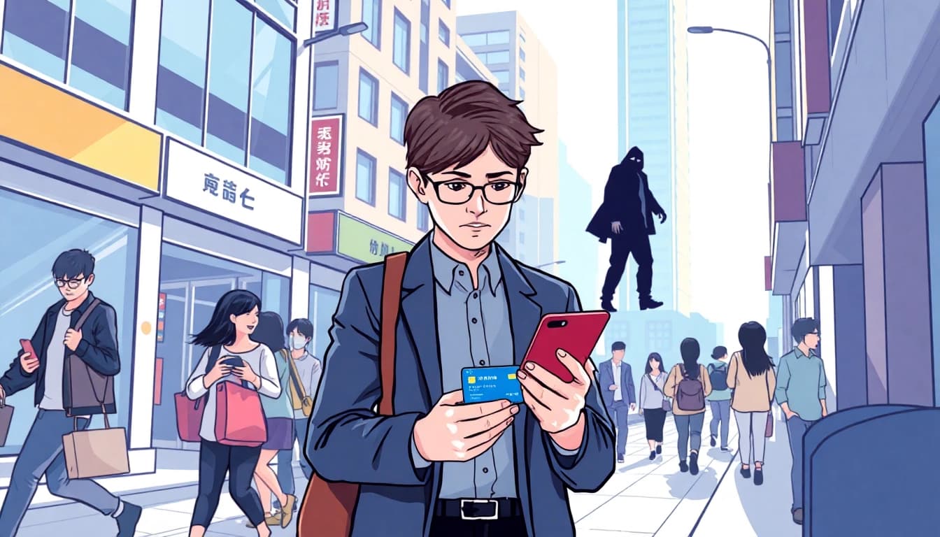 카드깡 관련 위험성을 나타내는 사람과 금융 거래 장면