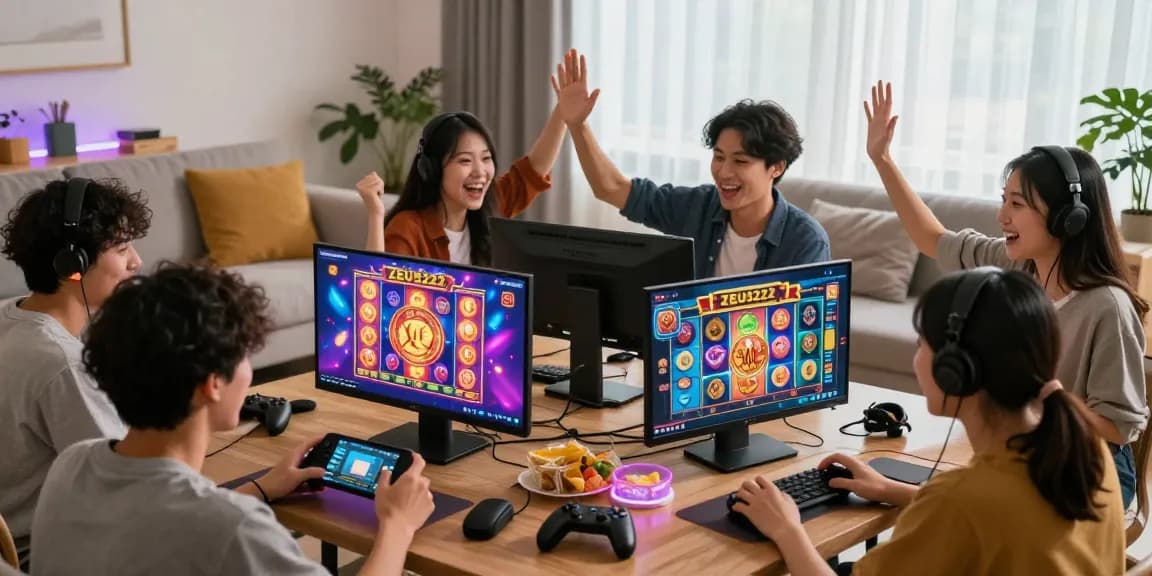 Exciting slot gacor gameplay experience with friends using ZEUS222 app, showcasing dynamic gaming atmosphere.