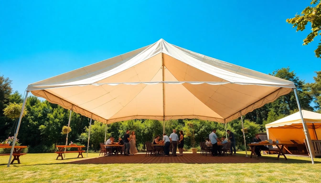 Canopy tent setup inviting guests to enjoy a sunny outdoor gathering.
