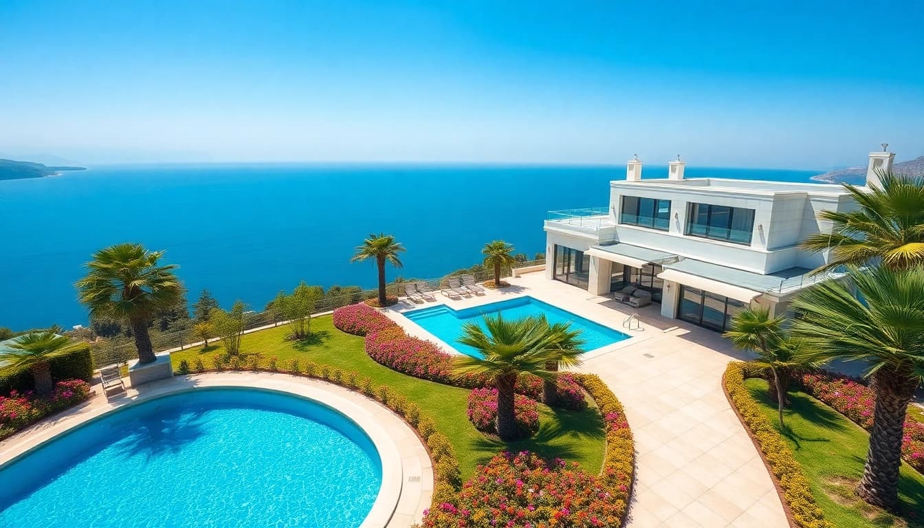 Discover a luxurious villa for sale in Alanya overlooking the Mediterranean coast.