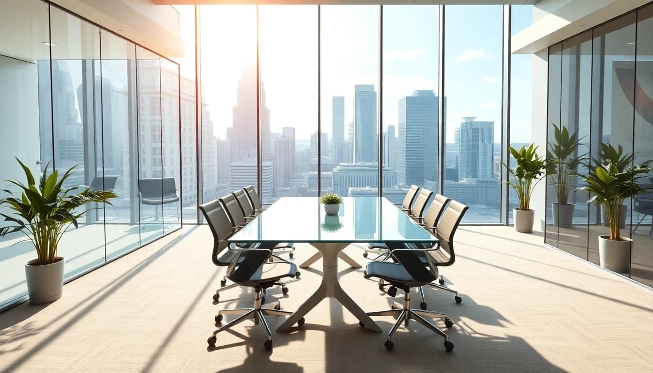 Office to rent Nottingham featuring a modern open-plan layout with bright lighting and city views.