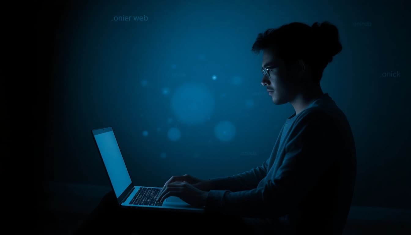 The hidden wiki tor showcased with a user exploring dark web .onion links on a laptop.