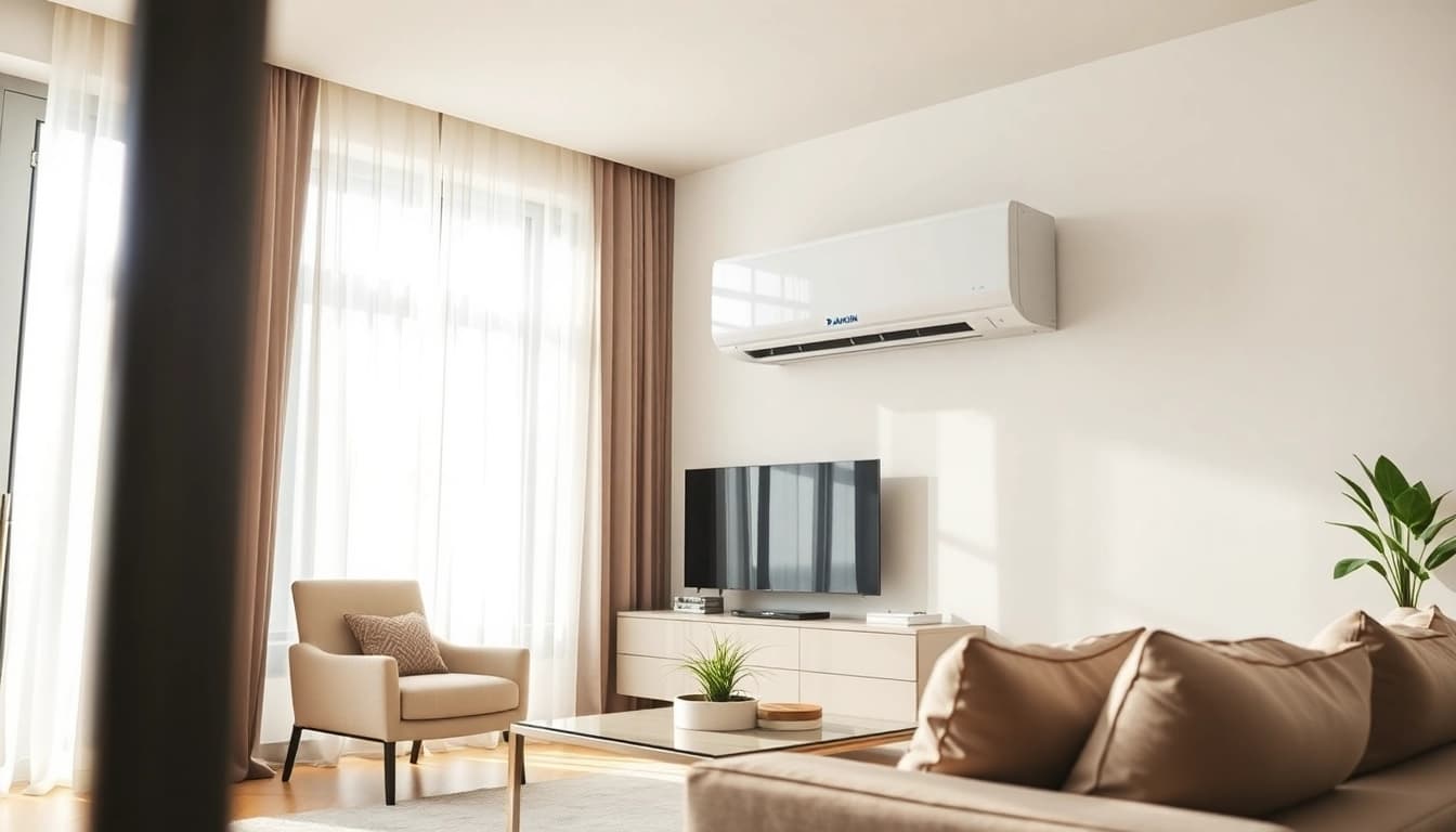 Install a Daikin mini split AC in a contemporary setting, blending comfort and style.