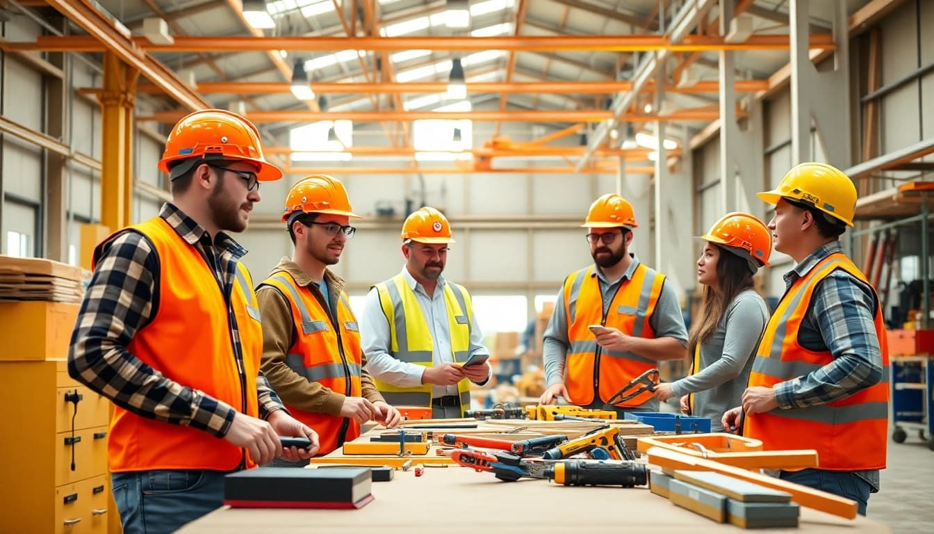 Students at construction trade schools in Texas participate in practical workshops, showcasing teamwork and learning.