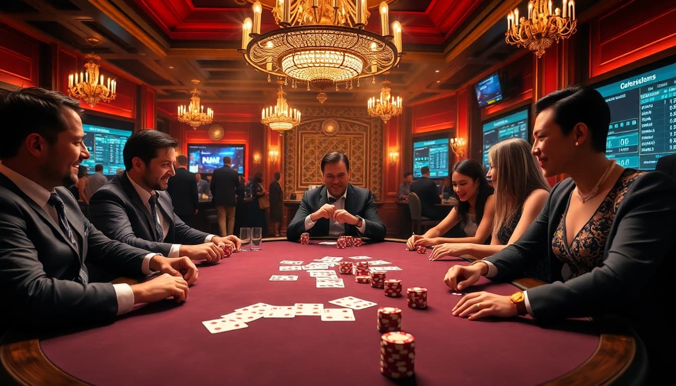Experience the thrill of gambling at xx88 com with a vibrant poker scene showcasing excitement and strategy.