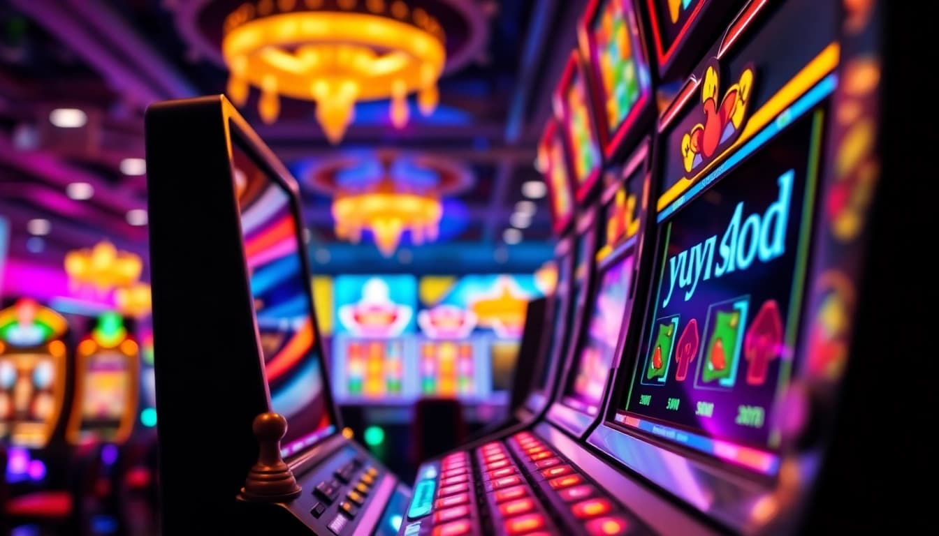 Menangkan permainan yuyu4d slot dengan mesin slot berwarna-warni yang memikat perhatian.