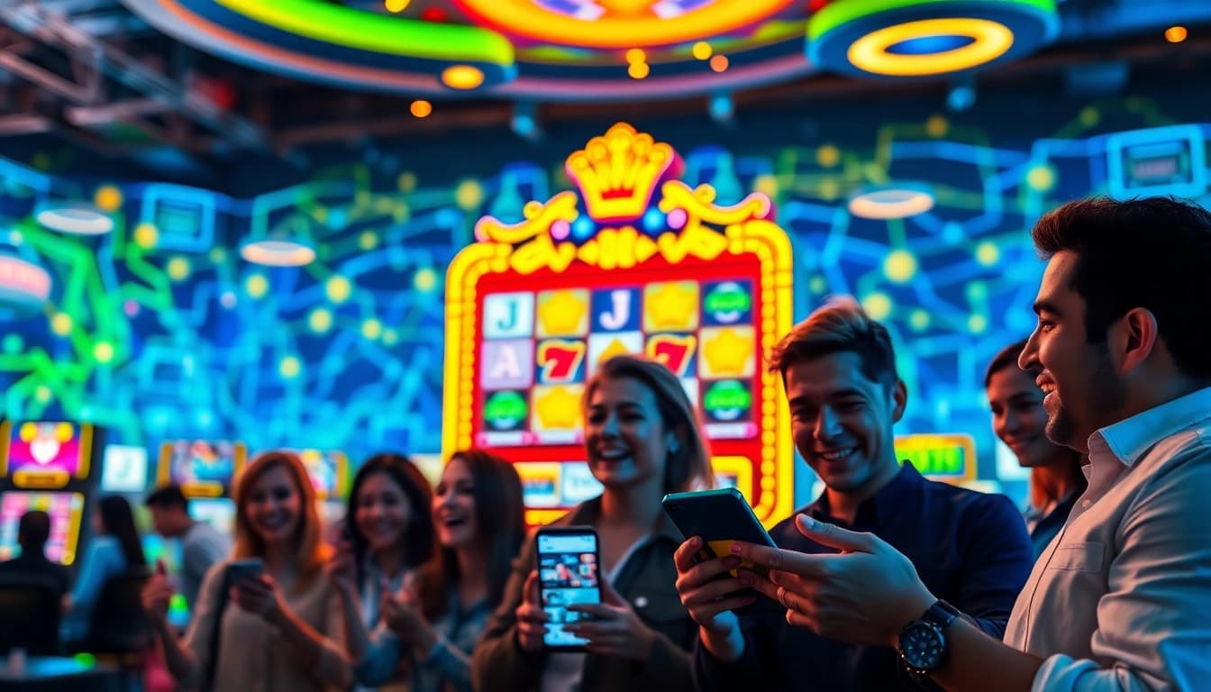 Permainan mesin slot Istana777 yang menyenangkan dengan pemain terlibat dan pengalaman penuh warna.