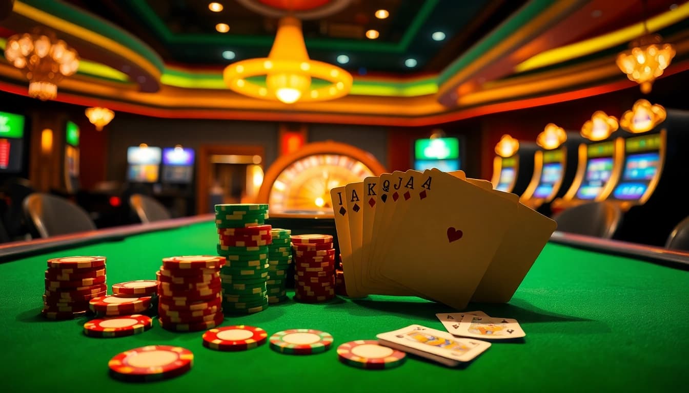 Spin the thrilling roulette wheel in the KJ C casino, featuring luxury poker tables and vibrant slot machines.