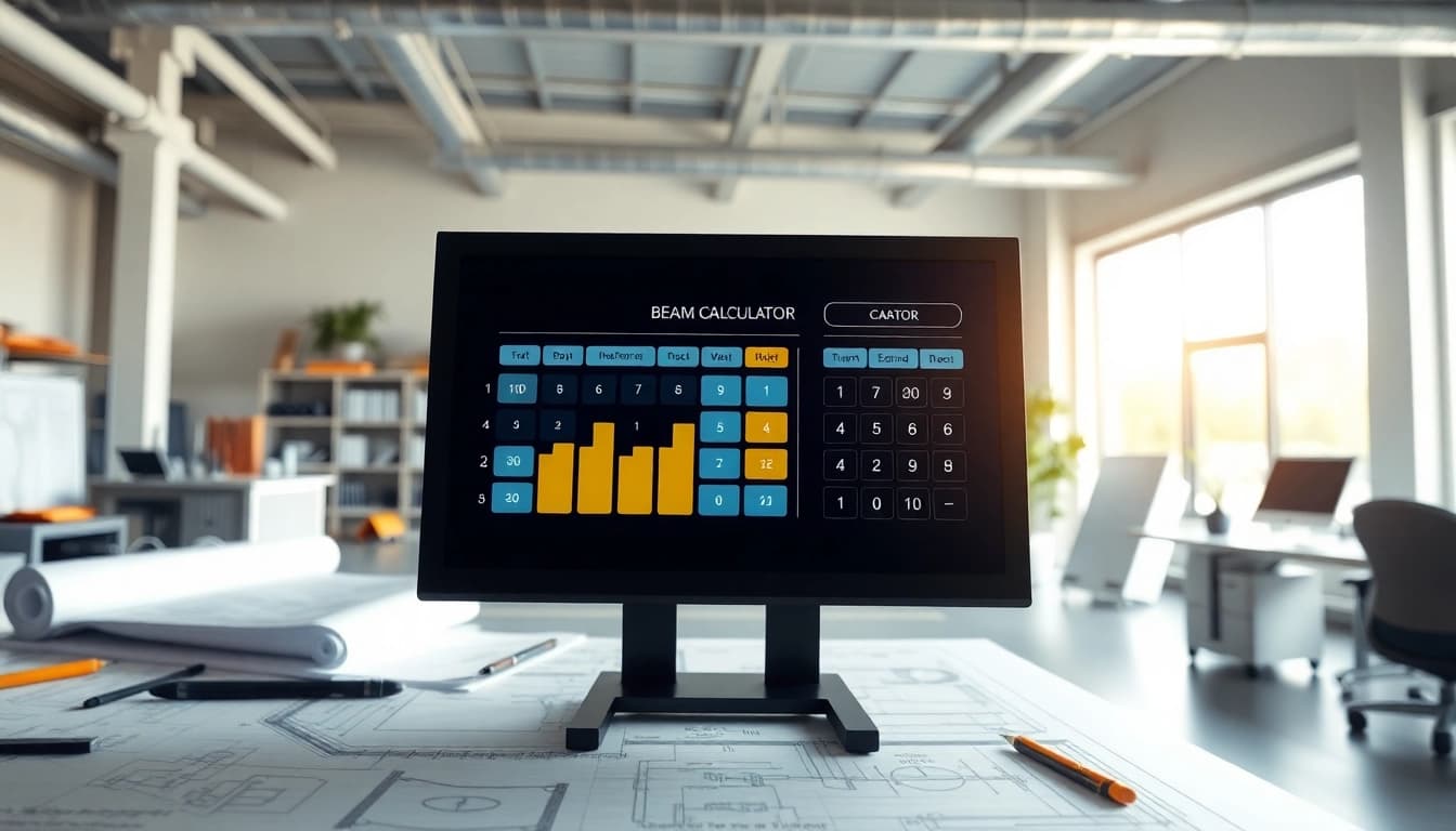 Utilize the beam calculator to design structural solutions in a modern engineering office.