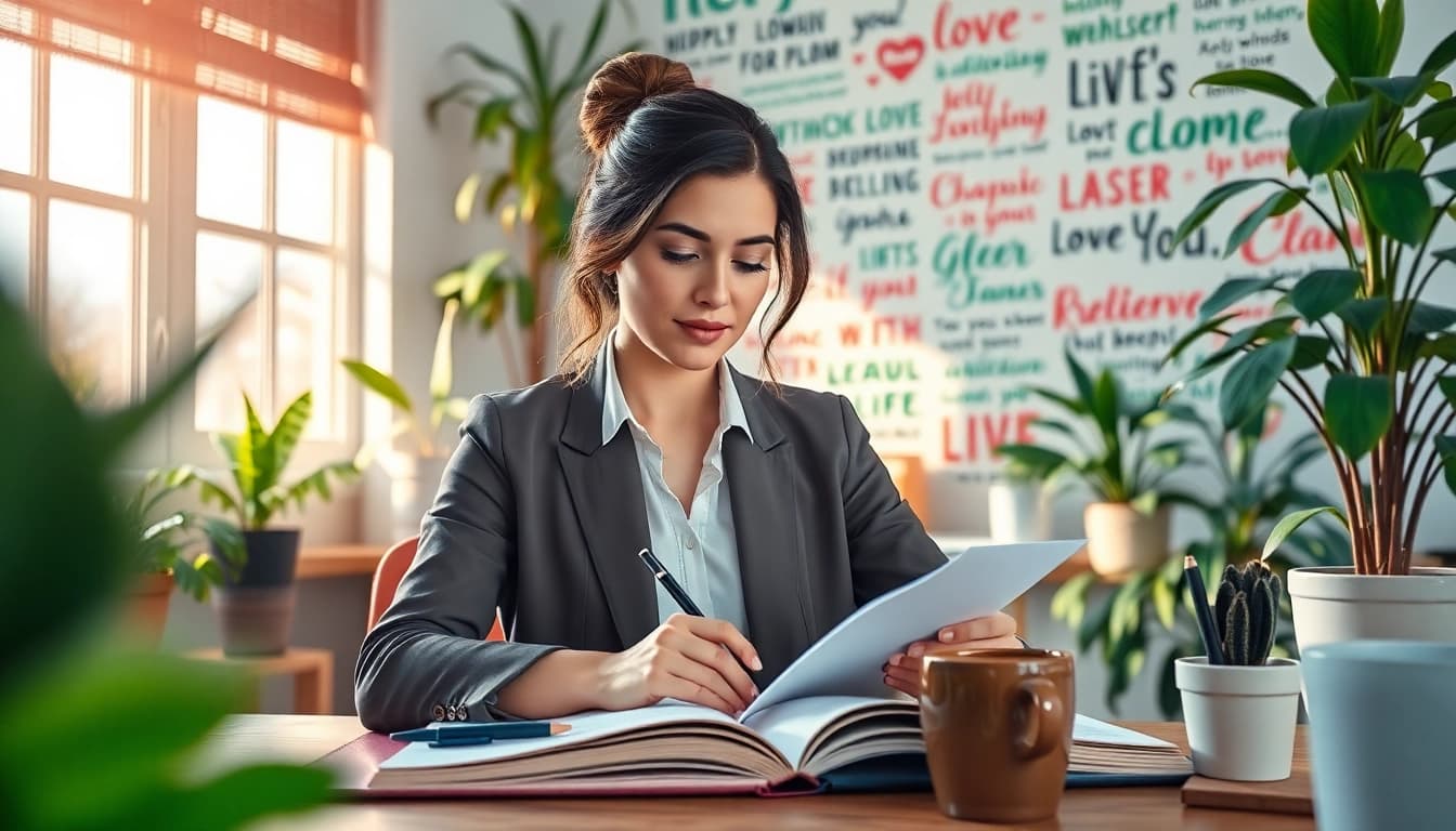 Capture the essence of Life in a Break Down with a woman reflecting in a tranquil workspace.