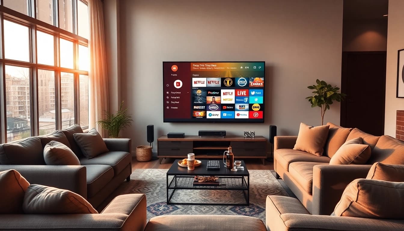 Stream live channels seamlessly at https://bosstv.ca in a contemporary living room setting.
