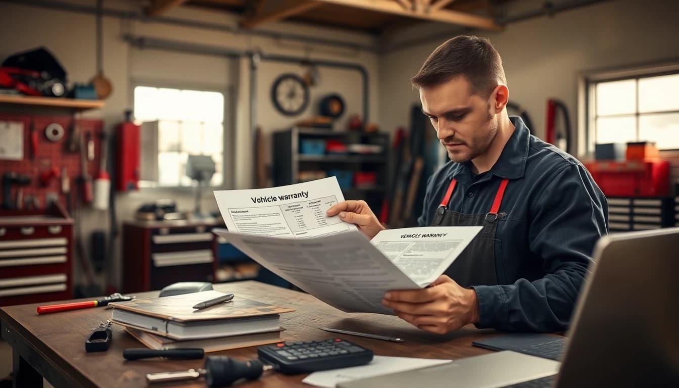 Learn how much does an extended auto warranty cost per month with a mechanic reviewing a warranty document.