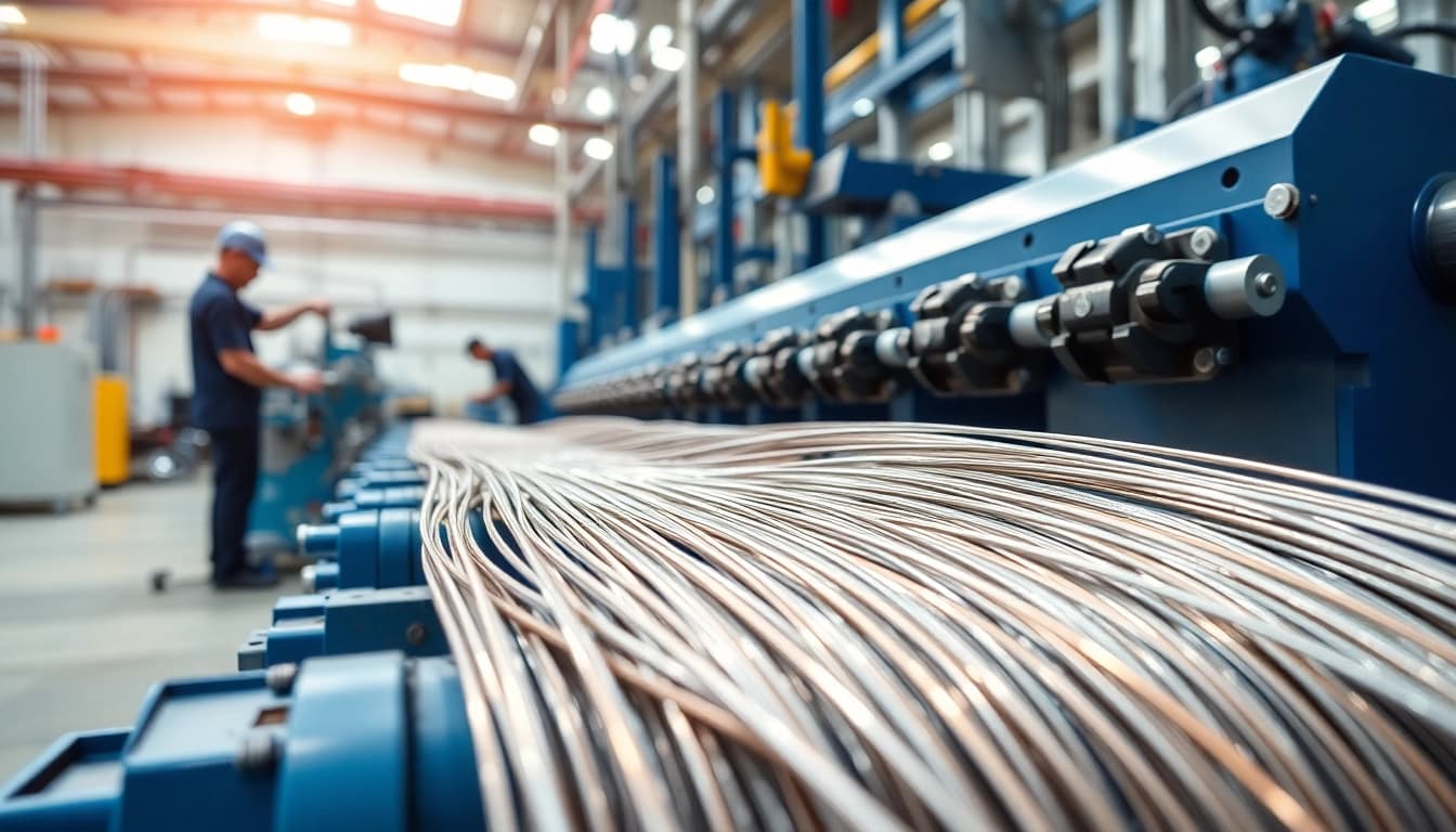 Wire Manufacturer showcasing high-tech machinery and skilled operators in action.