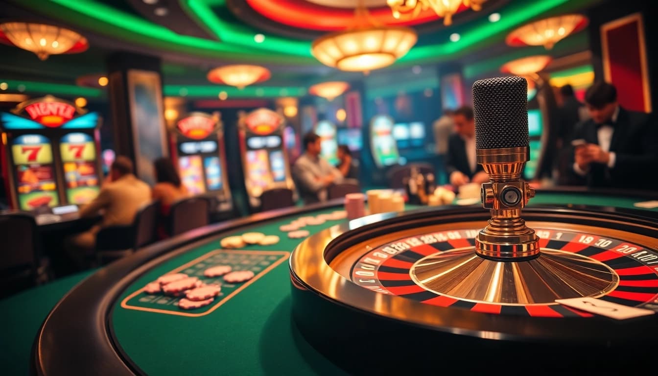 Casino players enjoying the thrill of betting with an MV 88 microphone capturing the excitement.