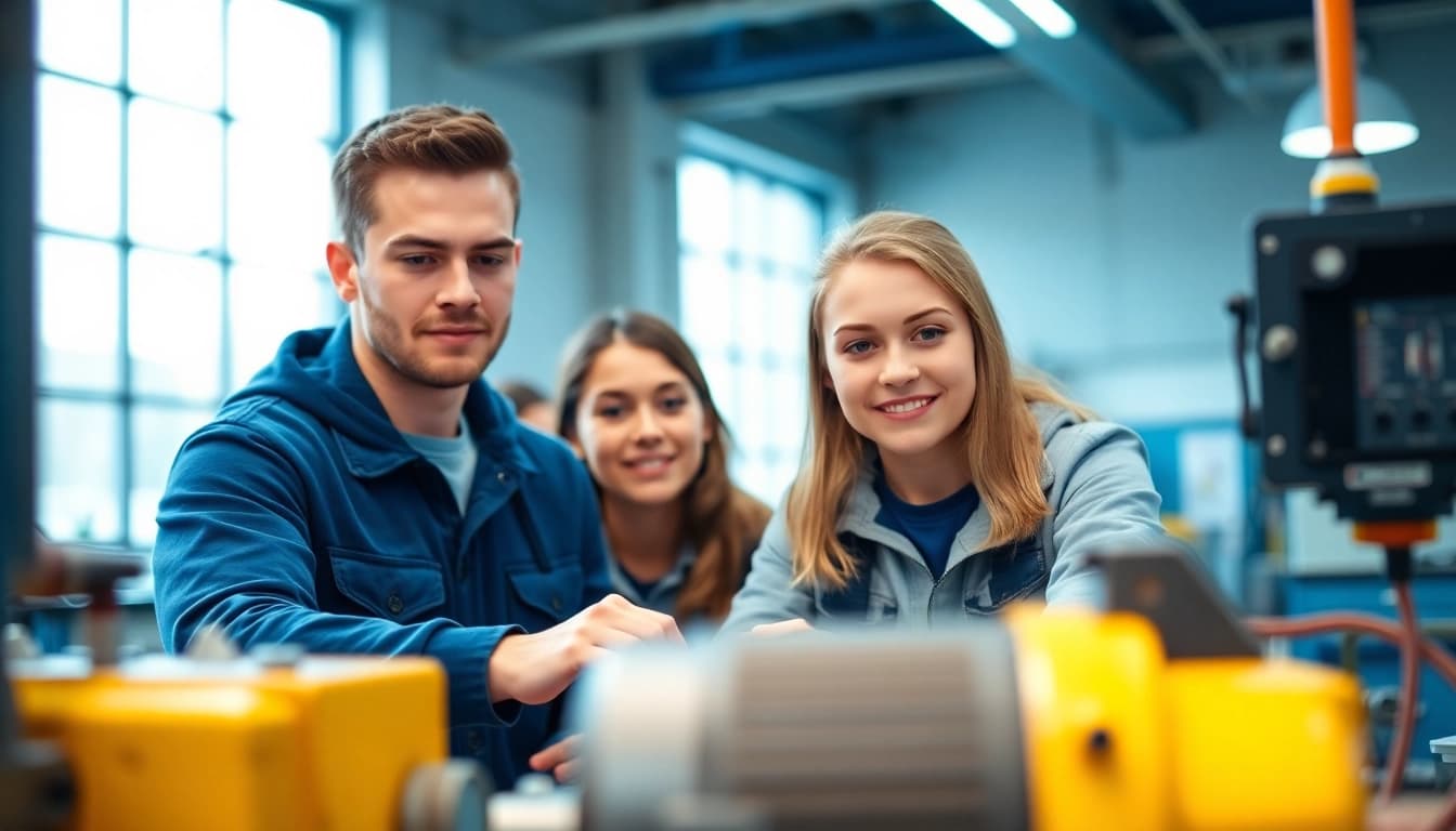 Trade School Tennessee students actively participating in hands-on training with modern tools
