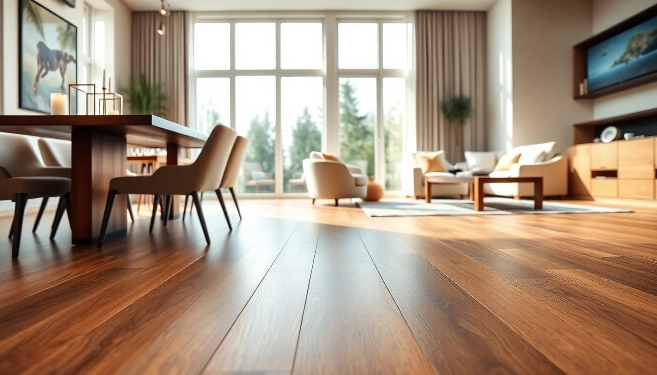 Reveal the beauty of vinyl flooring in a modern living room with elegant furnishings and natural light.