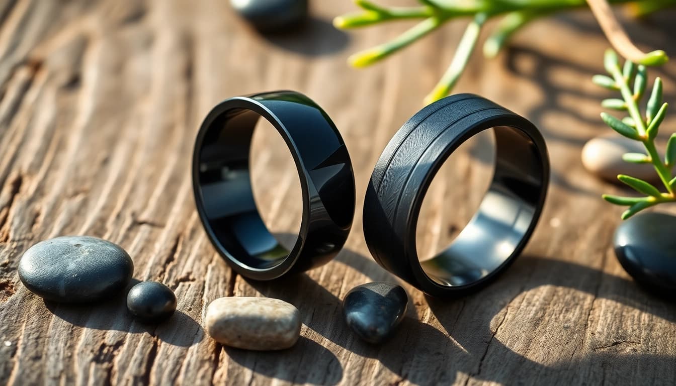 Showcase of Black Zirconium Rings highlighting sleek finishes and unique designs.