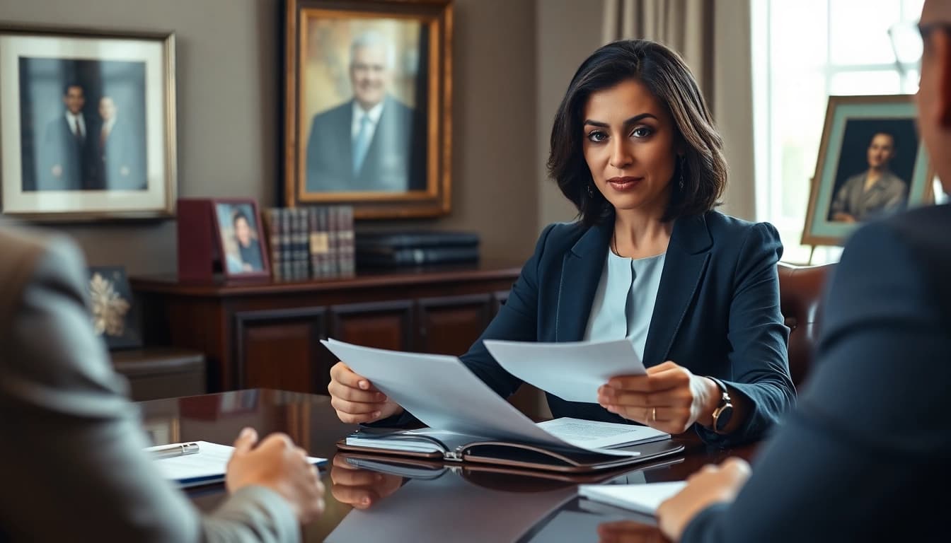 Miami high net worth divorce lawyer consulting in a refined office, showcasing professionalism and expertise.