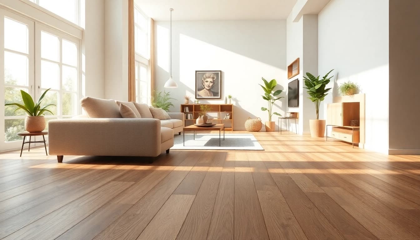 Transform your home with vinyl plank flooring showcasing elegant textures and a warm ambiance.