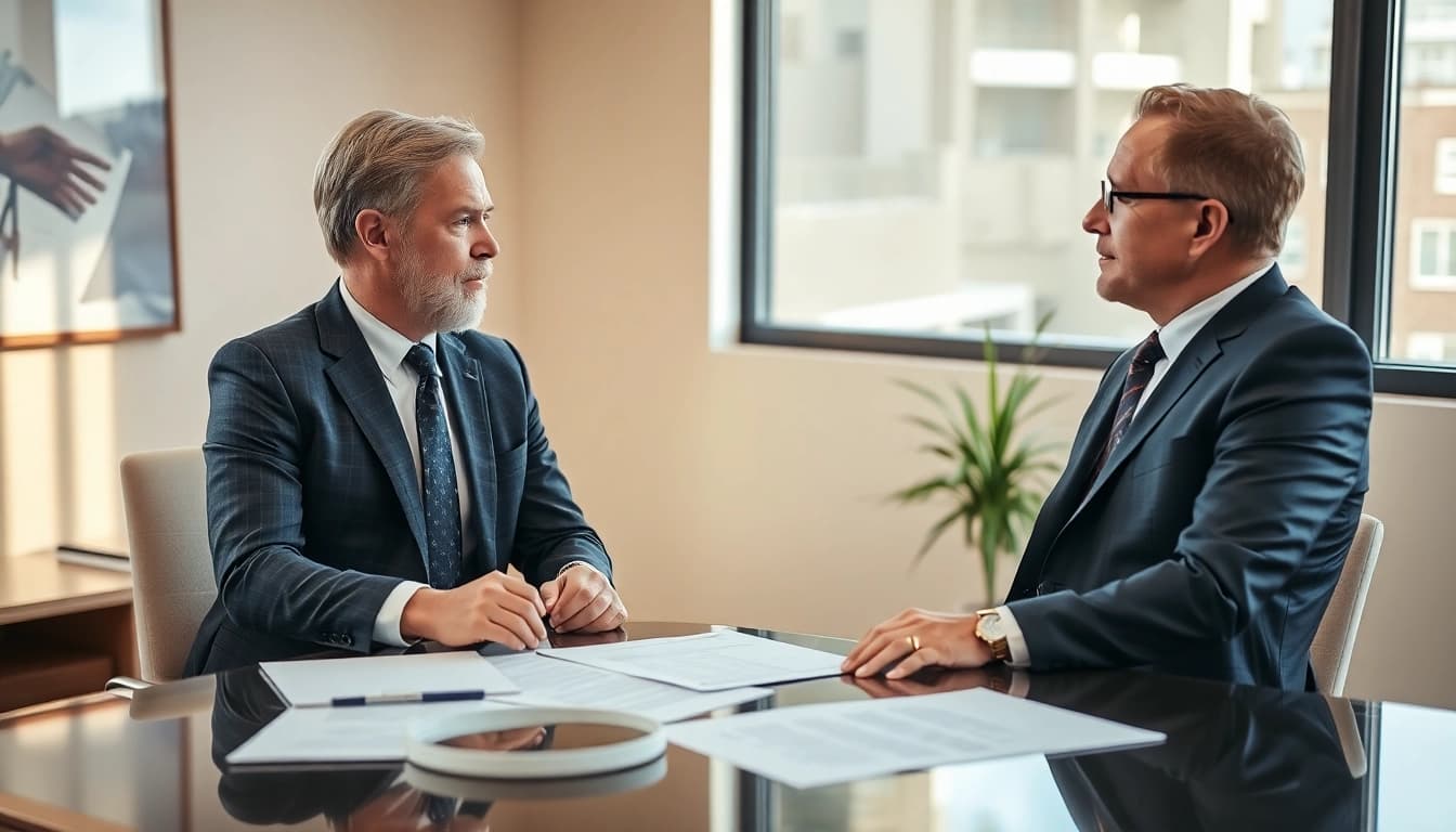 Fort Lauderdale work injury lawyer assisting a client with legal documents in a professional setting.