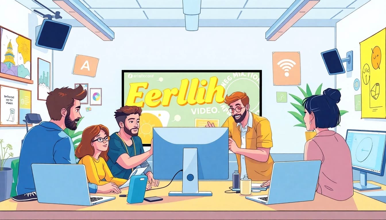 Erklärvideo erstellen durch kreatives Team in moderner Büroumgebung