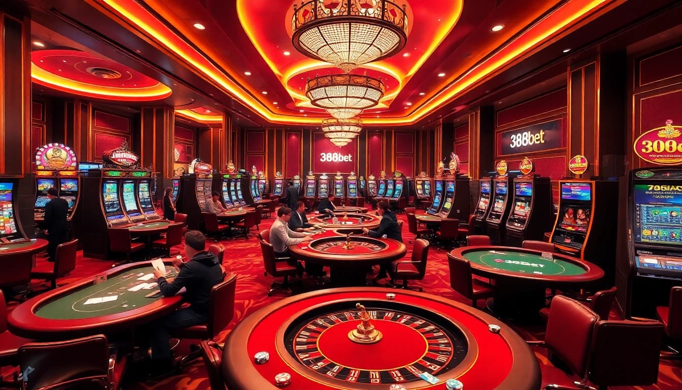 Experience high-stakes excitement at 388bet's luxurious casino tables filled with poker action.