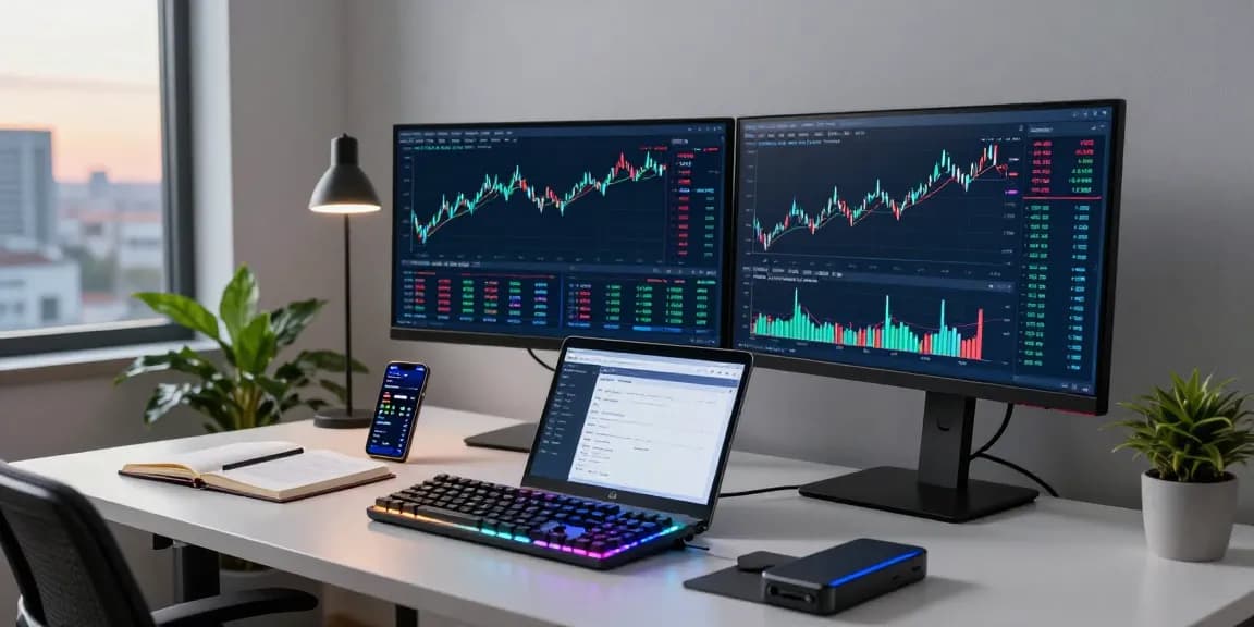 Safe cloud mining service demonstrated in a crypto trading workspace with advanced technology and secure digital wallets.