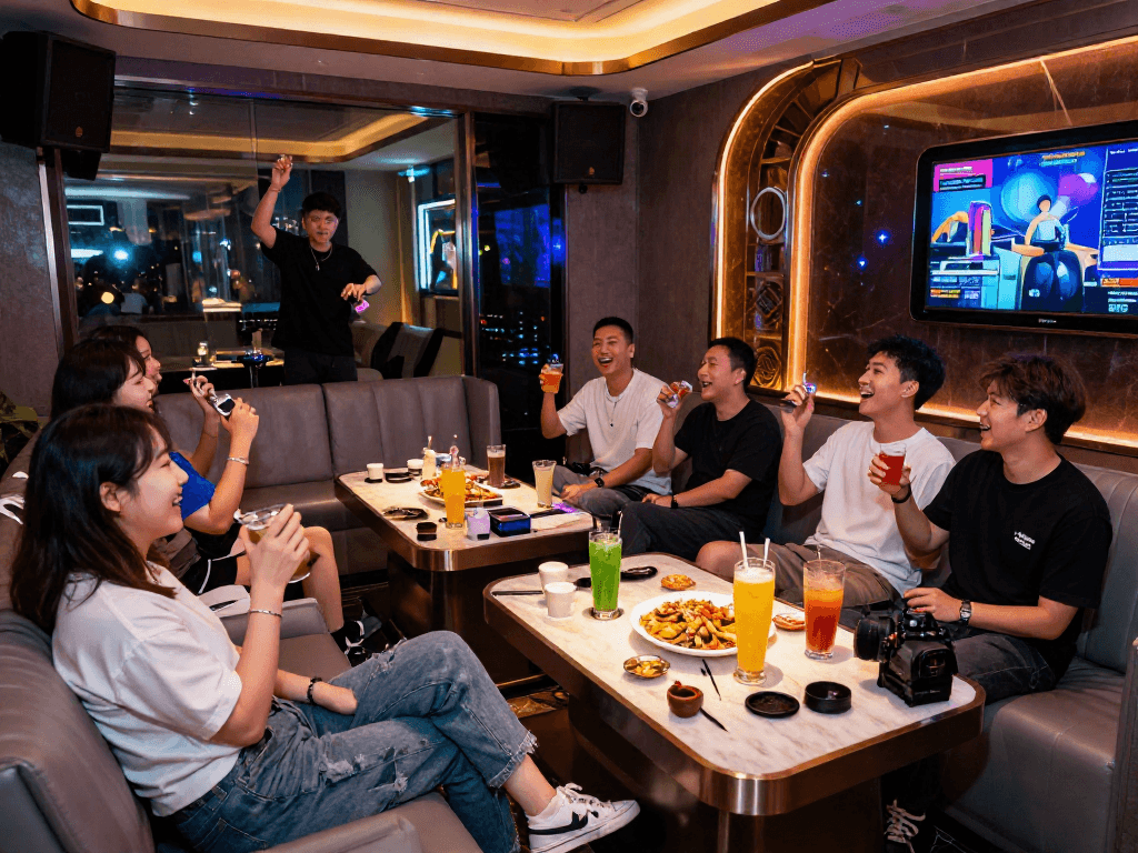 강남 타이밍과 고급스러운 분위기의 도파민 가라오케 내부 모습