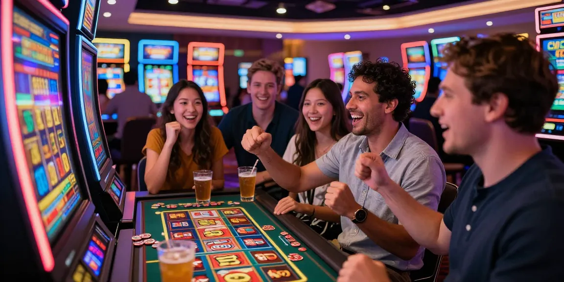 Exciting scene of players enjoying a pragmatic slot machine in a lively casino setting