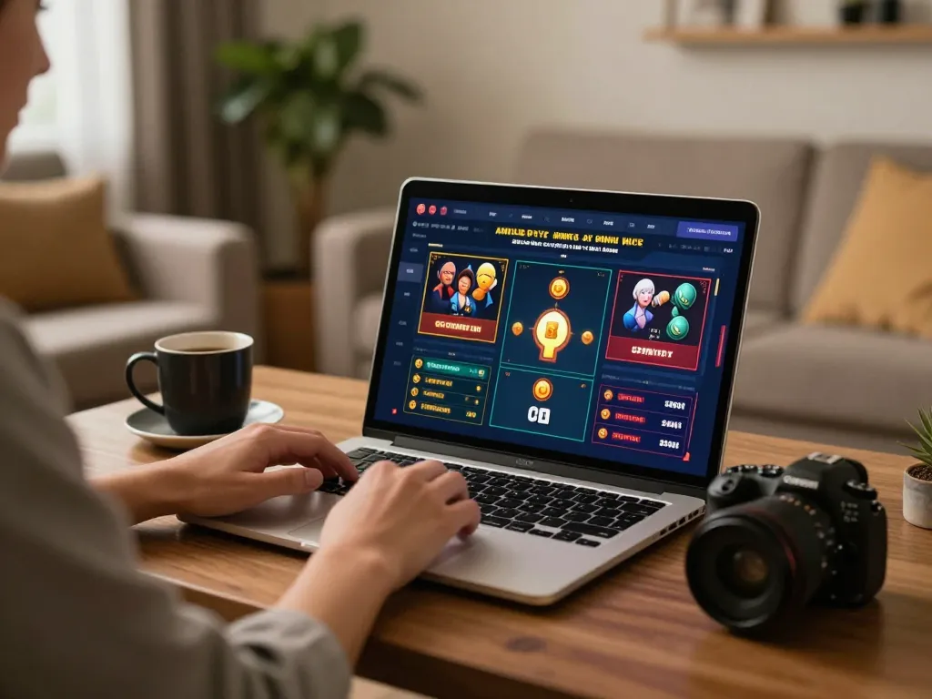Engaging in online gaming for gajah toto from a cozy home setup, showcasing live betting interface and warm ambiance.