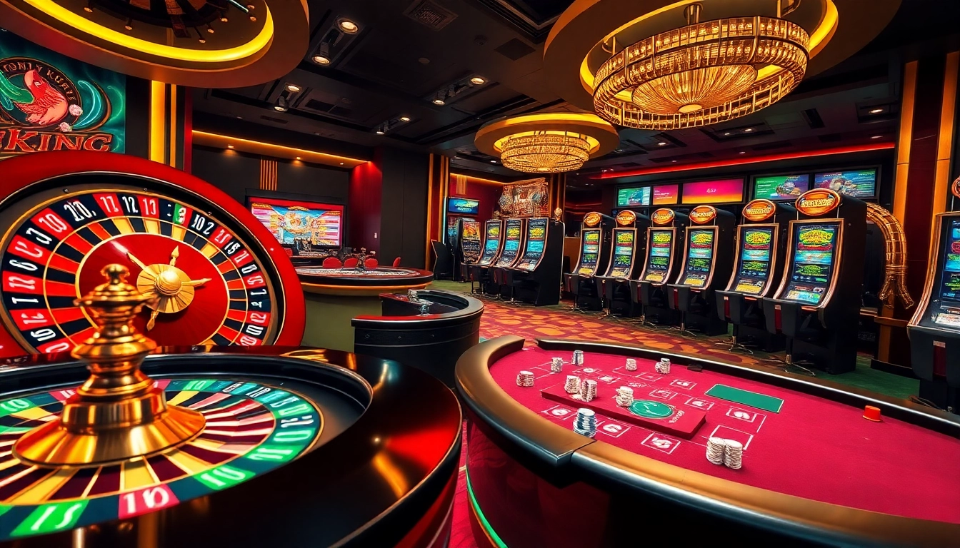 79king players engaging in an exciting online casino experience with poker chips and a roulette wheel.