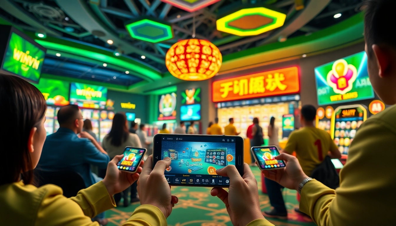 Winvn chính thức 2026 showcases a modern gaming interface, highlighting user engagement in online betting activities.
